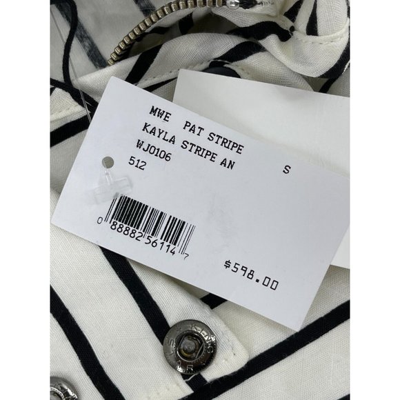 NWT Marissa Webb White Black Striped Kayla Wrap Belt Crop Jacket Size Small $598 - Picture 13 of 16